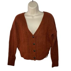 Rag Poets burnt orange cropped cardigan sz Small